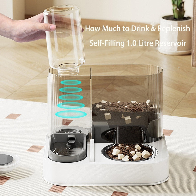 2-In-1 Automatic Pet Feeder & Water Dispenser ─ Gravity ─ 2L Food 1L Water