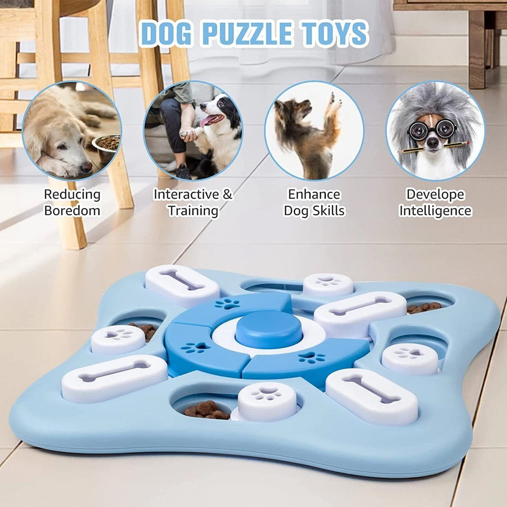 Interactive dog puzzle toy – treat dispenser mental enrichment – blue – UK stock – free delivery