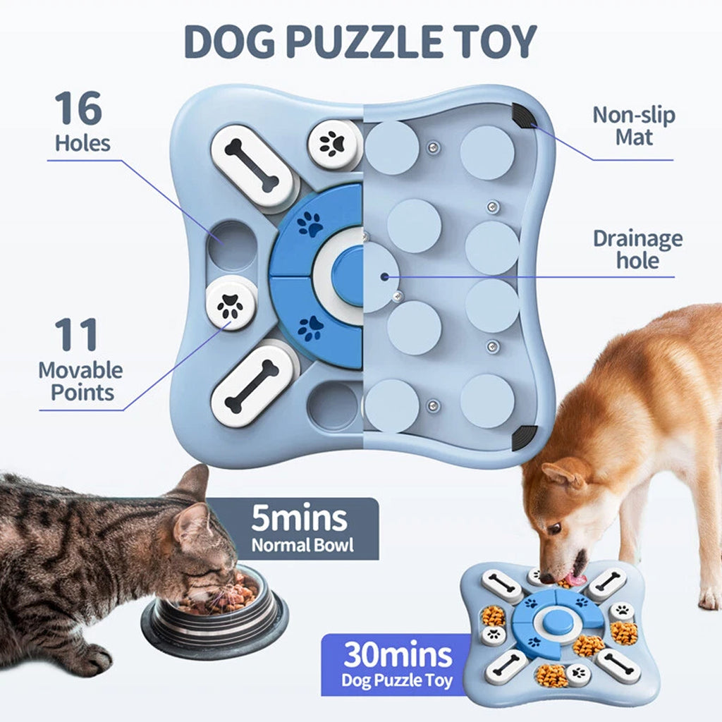 Interactive dog puzzle toy – treat dispenser mental enrichment – blue – UK stock – free delivery