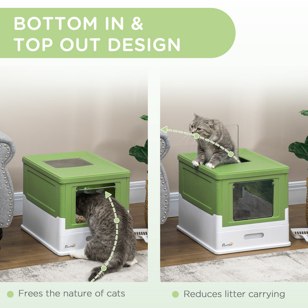 Light green hooded cat litter box – easy clean – UK stock – free delivery
