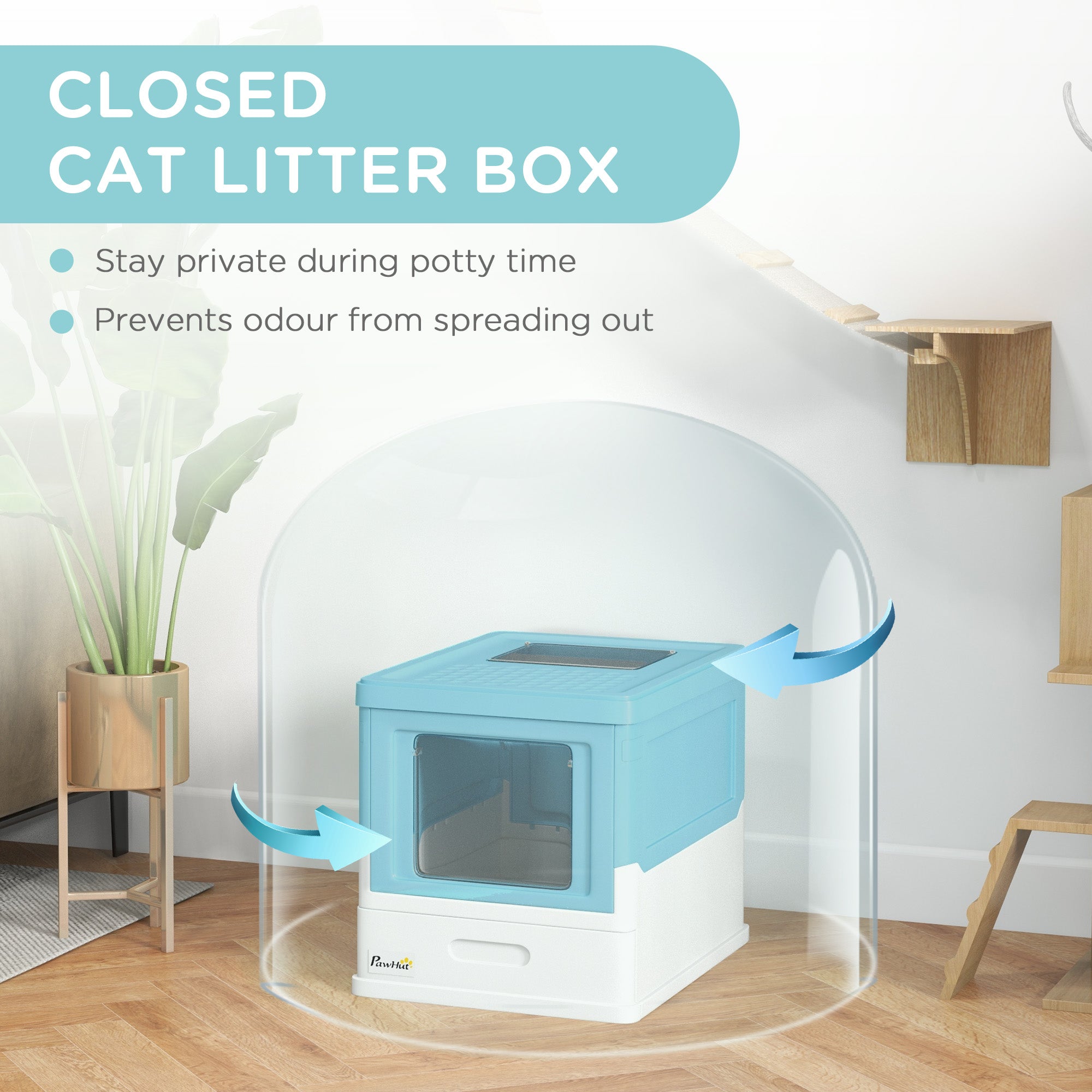 PawHut Hooded Cat Litter Box – Front & Top Entry – Easy Clean Pull‑Out Tray – Scoop Included