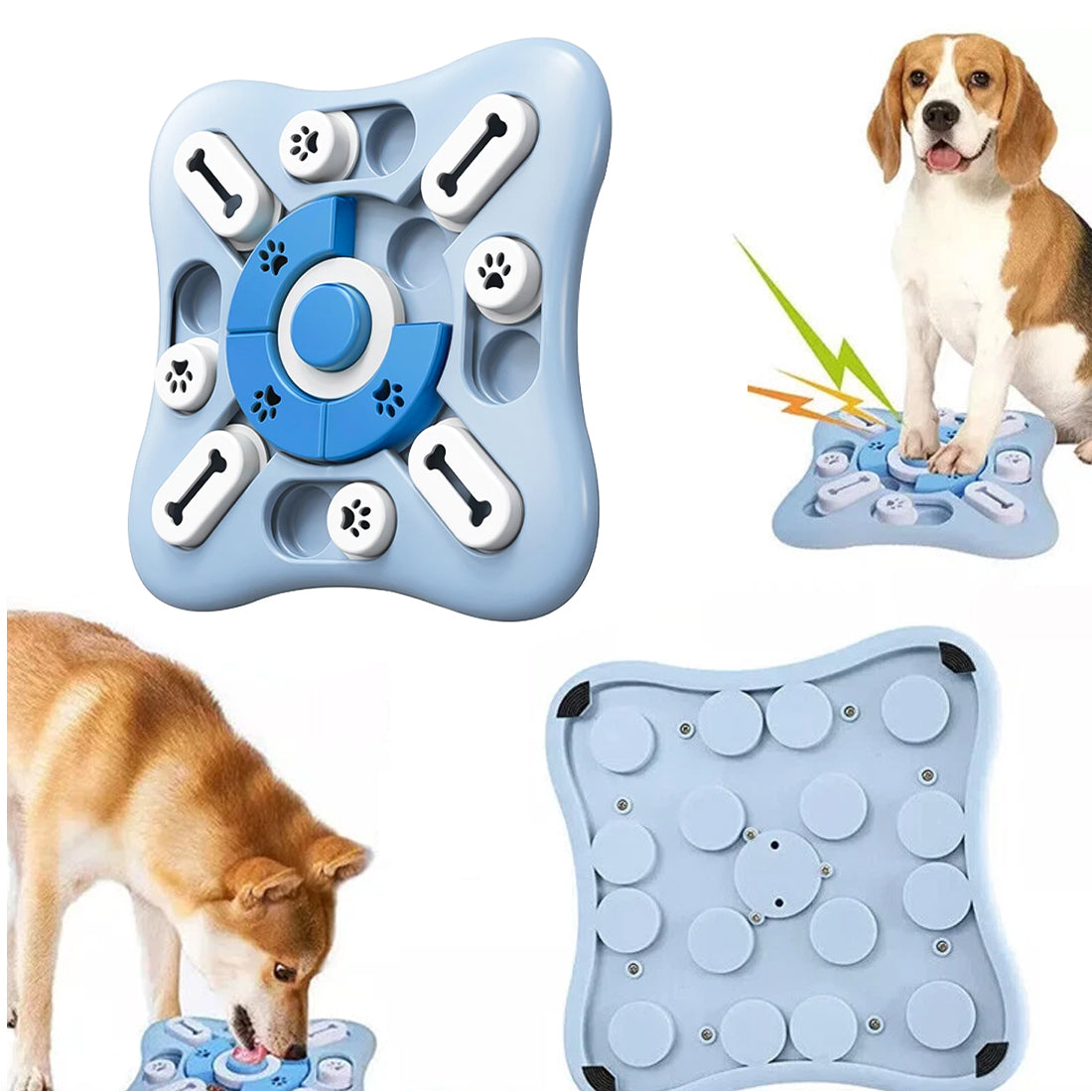 Interactive dog puzzle toy – treat dispenser mental enrichment – blue – UK stock – free delivery