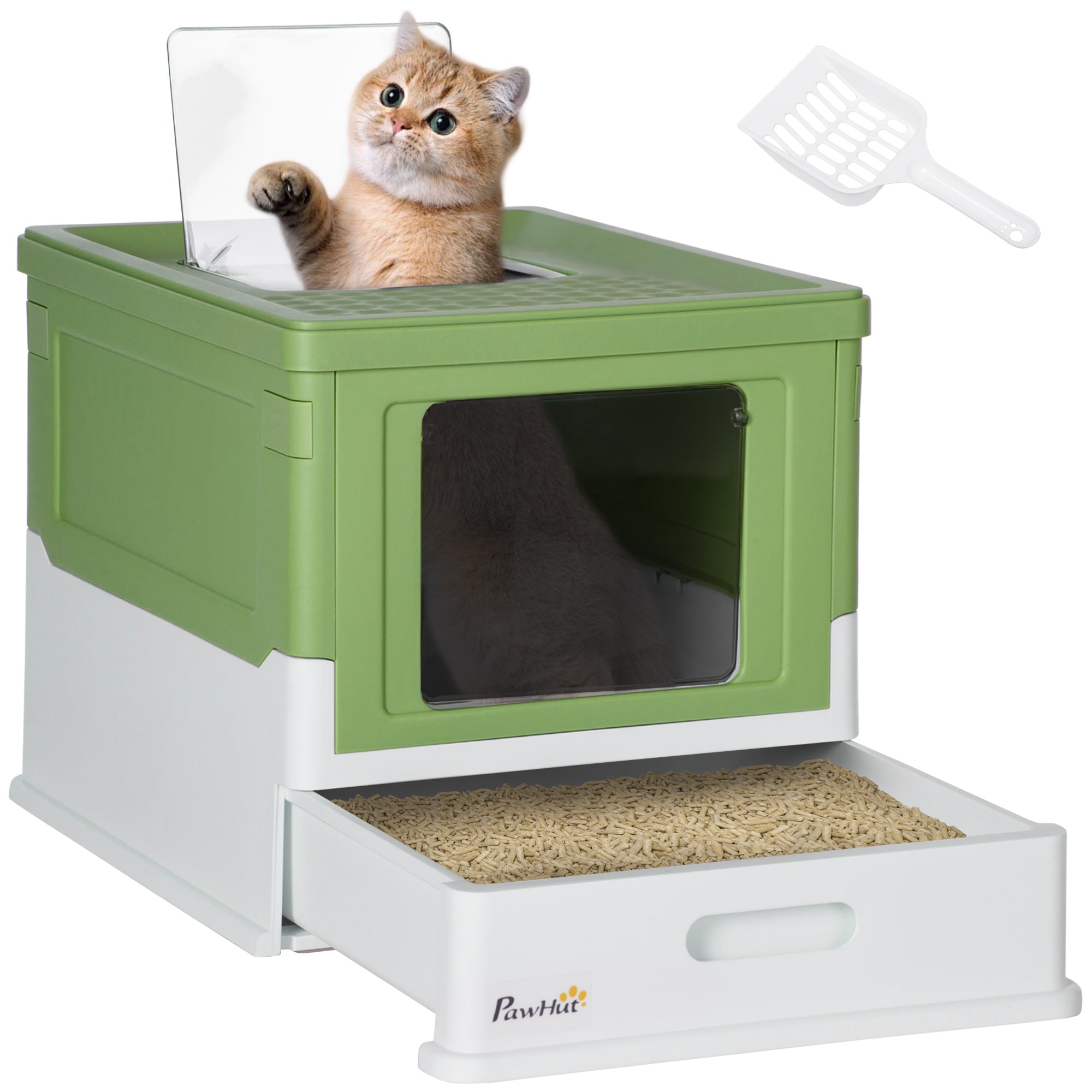 Light green hooded cat litter box – easy clean – UK stock – free delivery