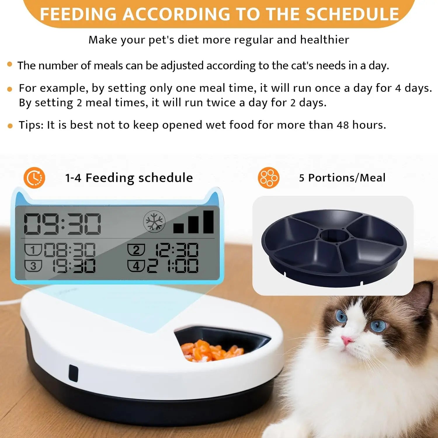 Automatic pet feeder with cooling – wet food safe – programmable timer – cats puppies – UK stock – free delivery