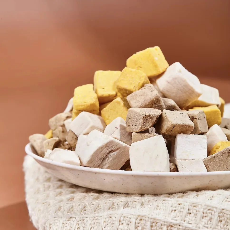 Freeze-Dried Pet Treats — Duck Liver, Chicken & Egg Yolk Cubes — 70g — High Protein — Training Rewards