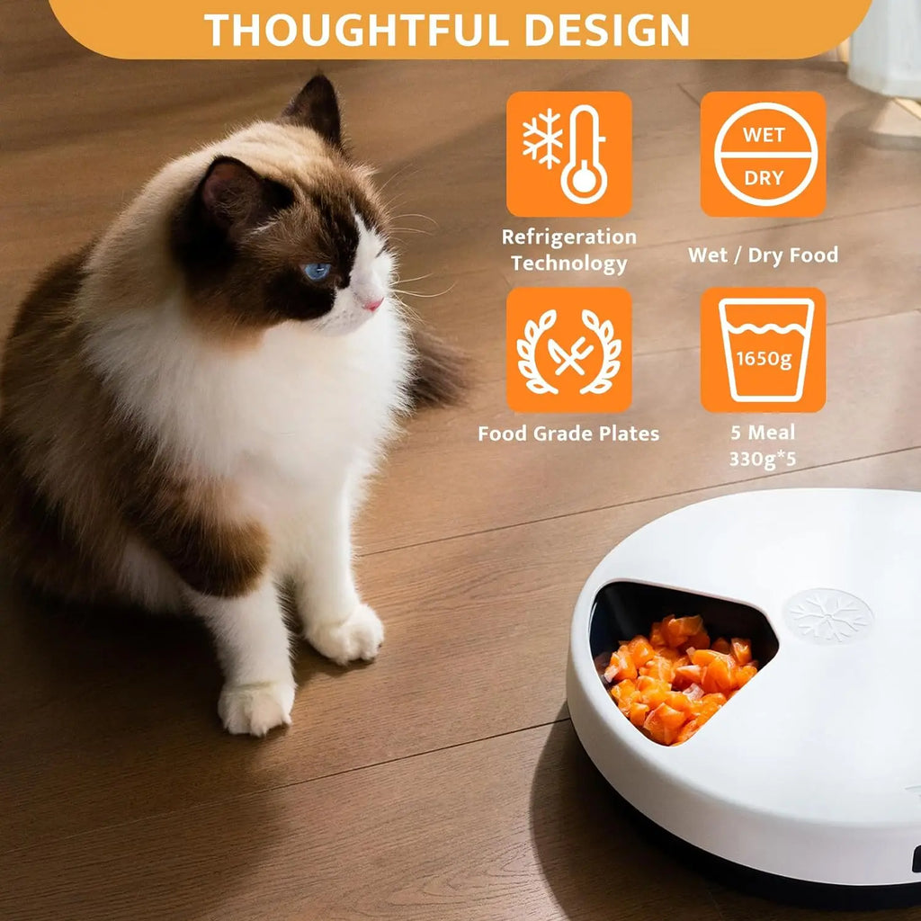 Automatic pet feeder with cooling – wet food safe – programmable timer – cats puppies – UK stock – free delivery