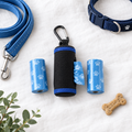 Dog Waste Bags & Canvas Dispenser Set — 60 Fragranced Bags with Keyring Clip