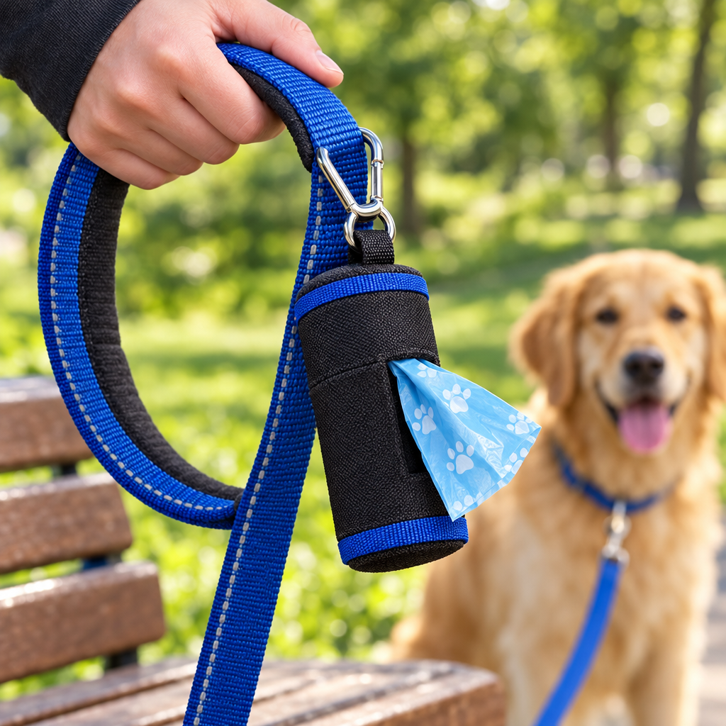 Dog Waste Bags & Canvas Dispenser Set — 60 Fragranced Bags with Keyring Clip
