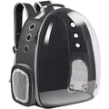Space capsule style breathable cat backpack carrier with panoramic bubble window, available in black grey pink blue, comfortable travel bag for medium cats