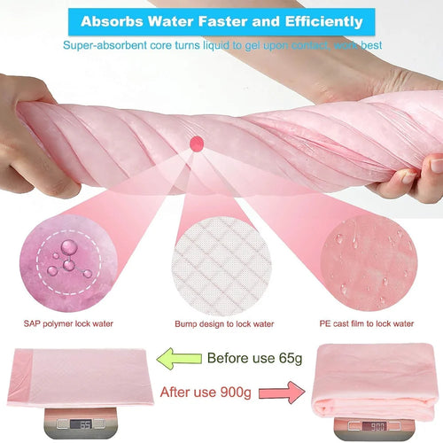 50 Pack Disposable Puppy Training Pads — Quick-Dry Absorbent — 3 Sizes — Blue & Pink