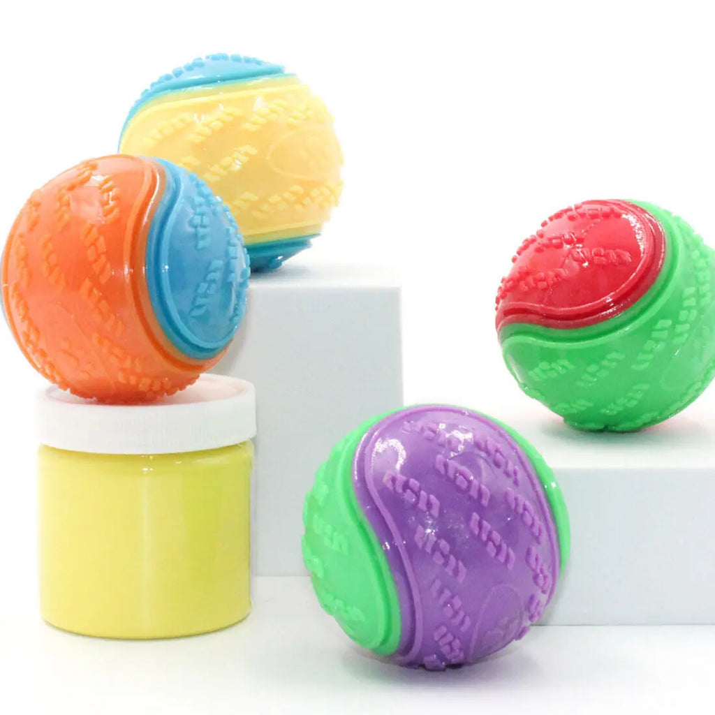 Squeaky Dog Toy Balls — 8 Pack — Durable TPR — Teeth Cleaning — Floating — Assorted Colours