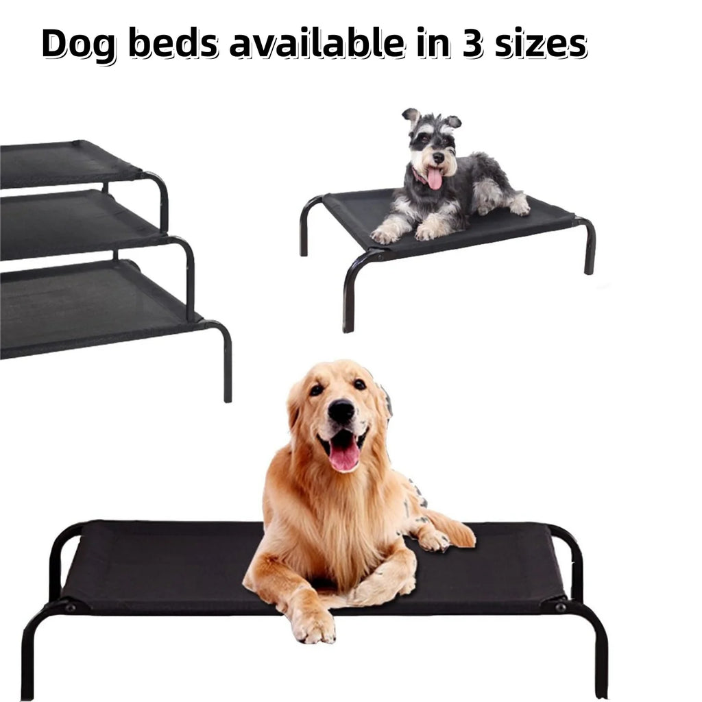 Elevated raised dog bed cooling pet cot – S M L sizes – indoor outdoor – UK stock – free delivery
