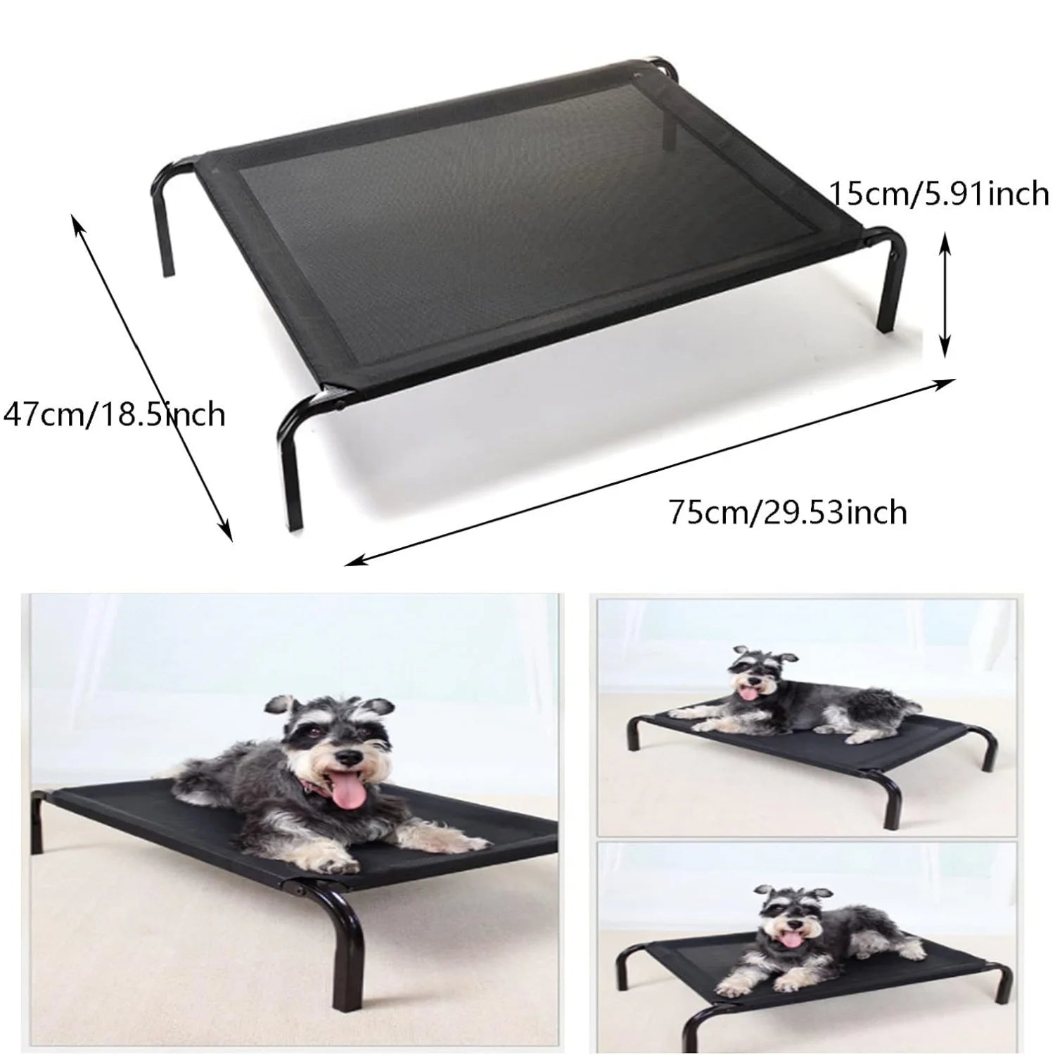 Elevated raised dog bed cooling pet cot – S M L sizes – indoor/outdoor – UK stock – free delivery