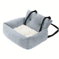 Pet booster seat – soft plush travel bed – grey – M L sizes – car & home use – small dogs puppies cats – UK stock – free delivery
