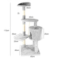 4-tier cat tree tower scratching post – grey beige – climbing frame with cave perches – UK stock – free delivery