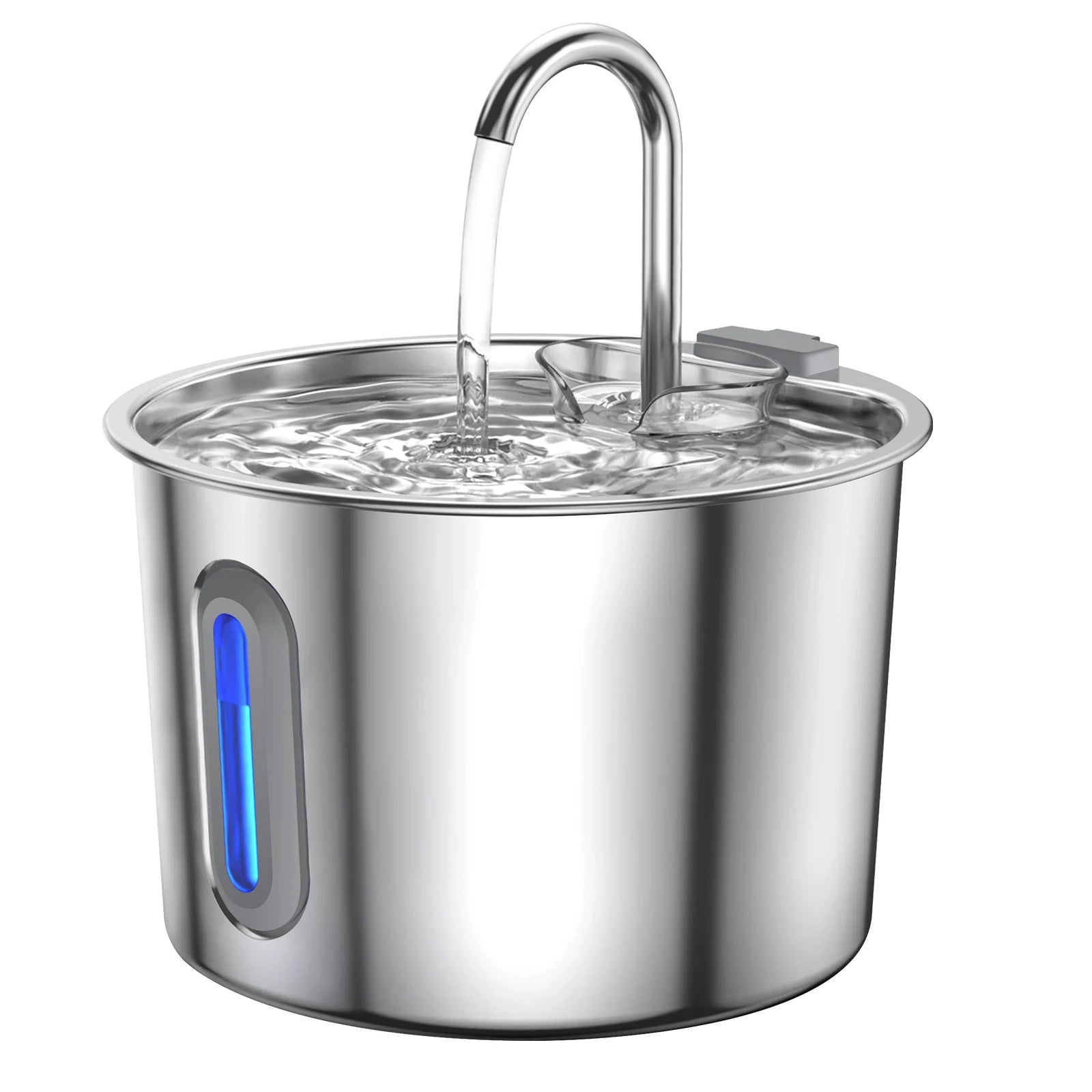 2.2L stainless steel cat water fountain with circulating water and LED light