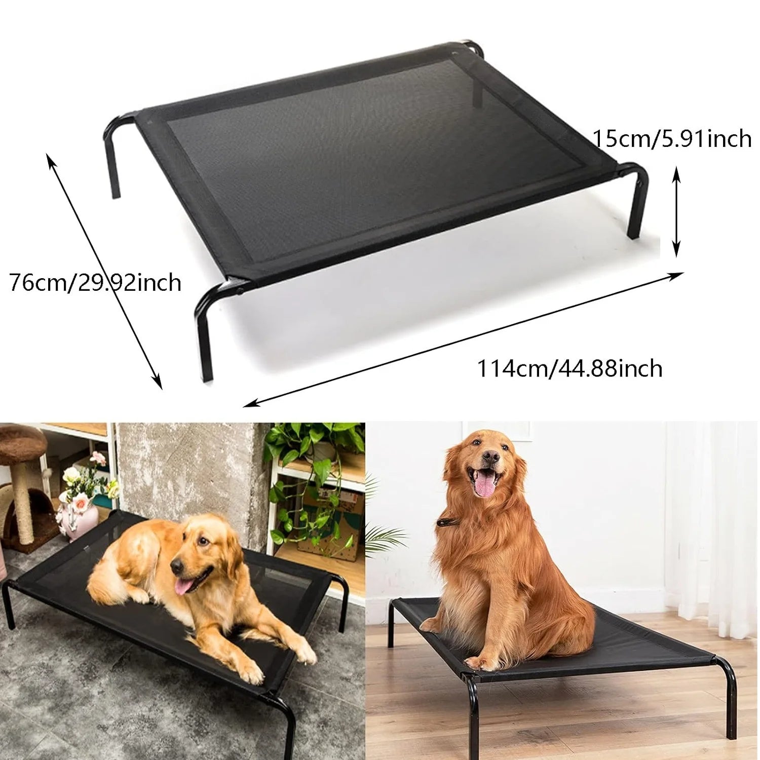 Elevated raised dog bed cooling pet cot – S M L sizes – indoor/outdoor – UK stock – free delivery