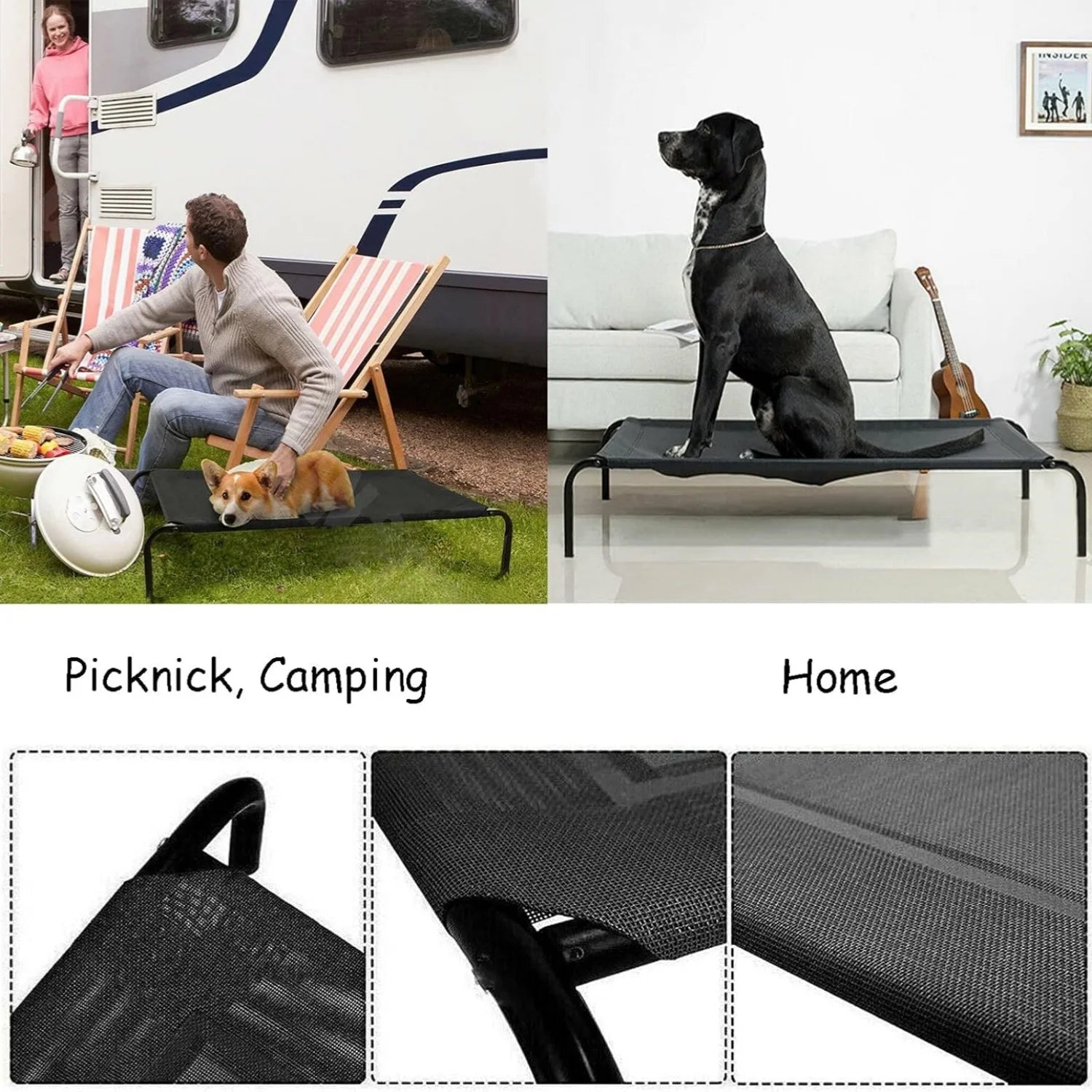Elevated raised dog bed cooling pet cot – S M L sizes – indoor outdoor – UK stock – free delivery