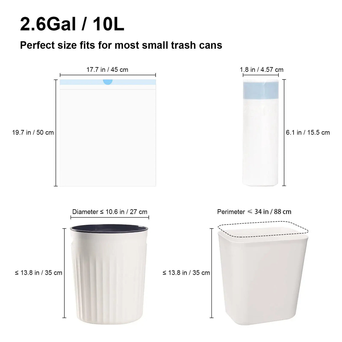 Heavy duty white drawstring cat litter box liners, 4 rolls, fits automatic litter boxes, leak proof and odourless