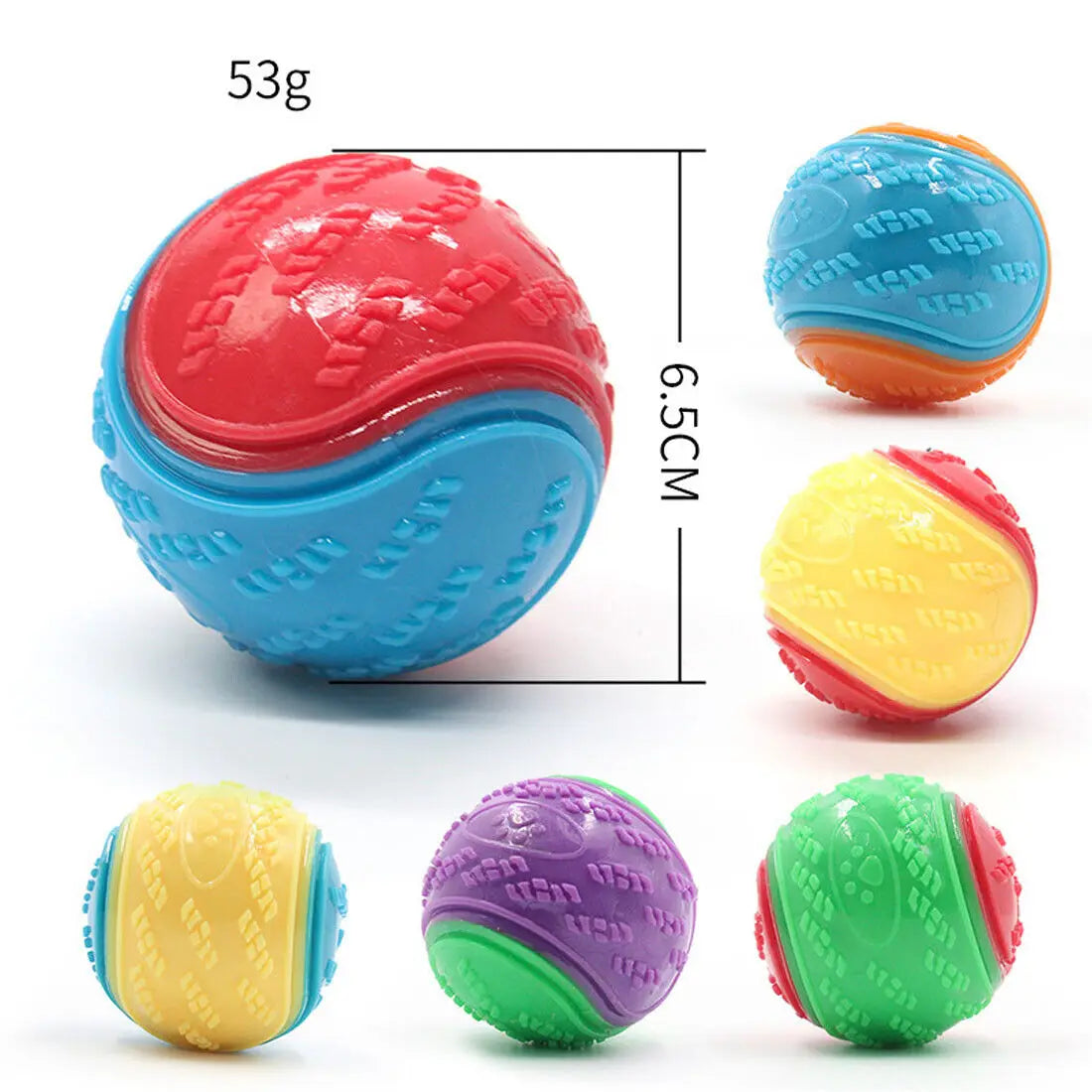 Squeaky Dog Toy Balls — 8 Pack — Durable TPR — Teeth Cleaning — Floating — Assorted Colours