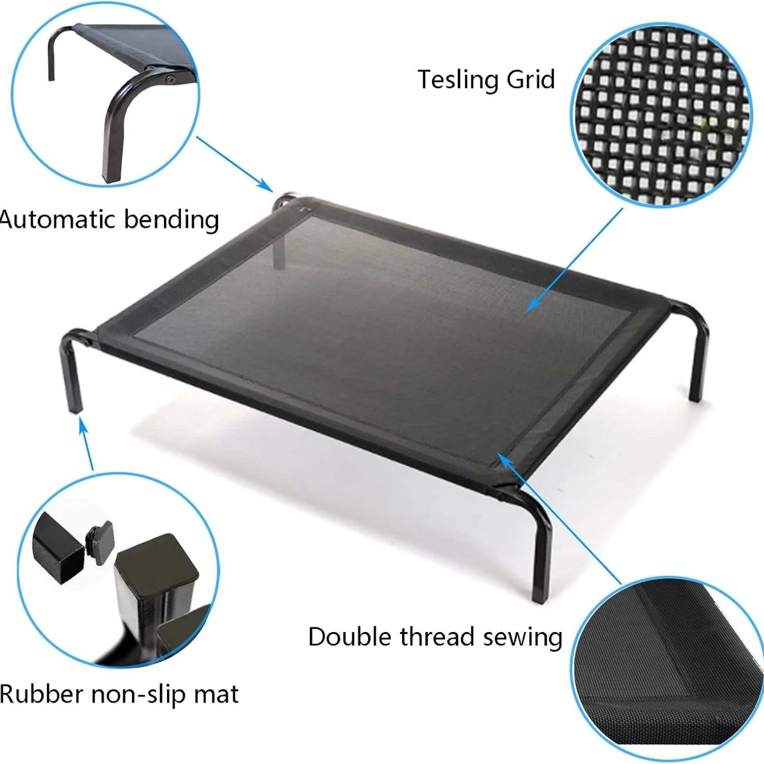 Elevated raised dog bed cooling pet cot – S M L sizes – indoor outdoor – UK stock – free delivery