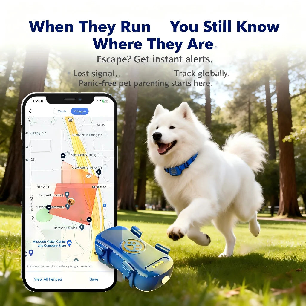 GPS Pet Tracker for Dogs & Cats — Real-Time Tracking — Unlimited Range — Waterproof — UK Stock