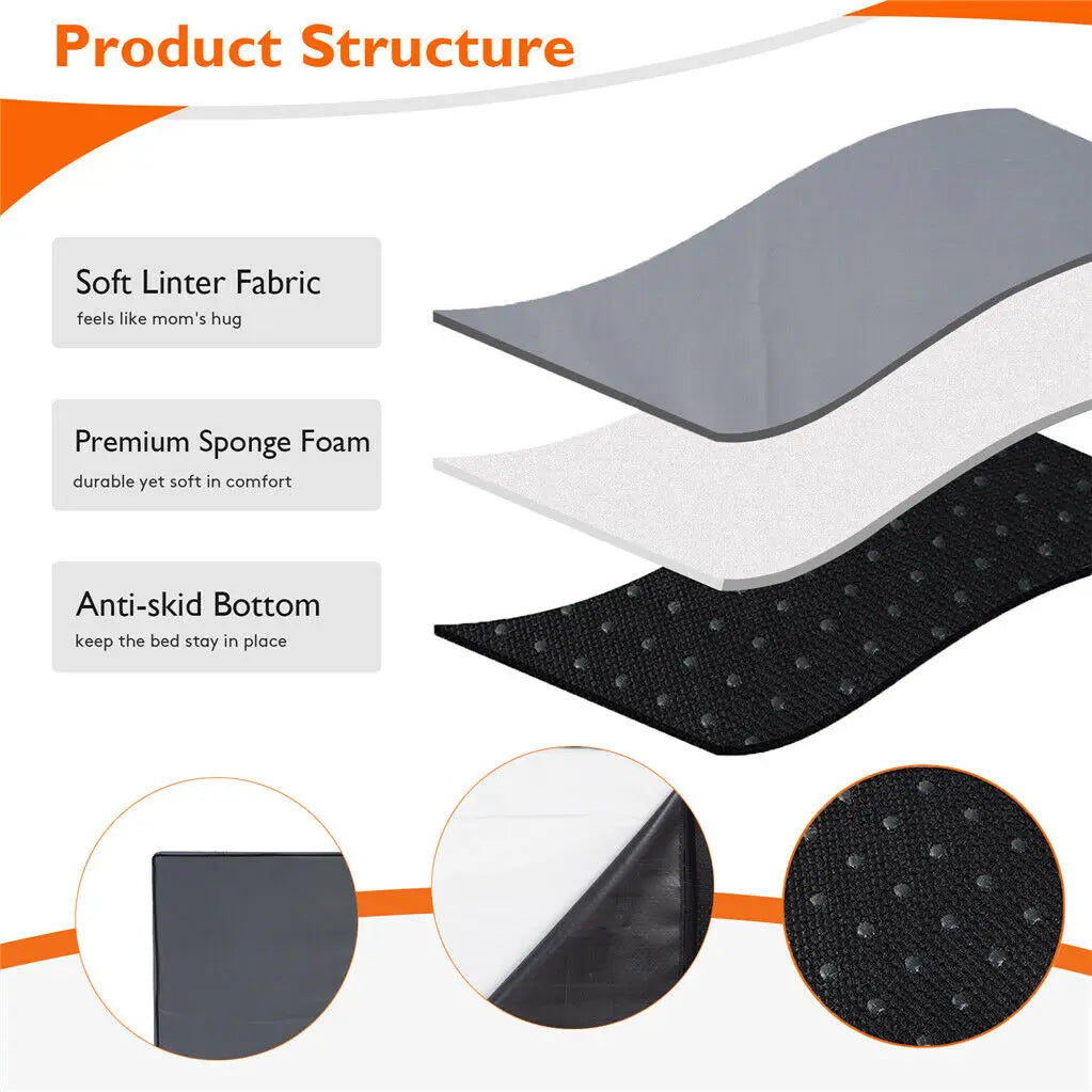 Orthopedic Memory Foam Dog Bed | Waterproof Washable Cover – M/L/XL/XXL – Large Breeds – UK Stock