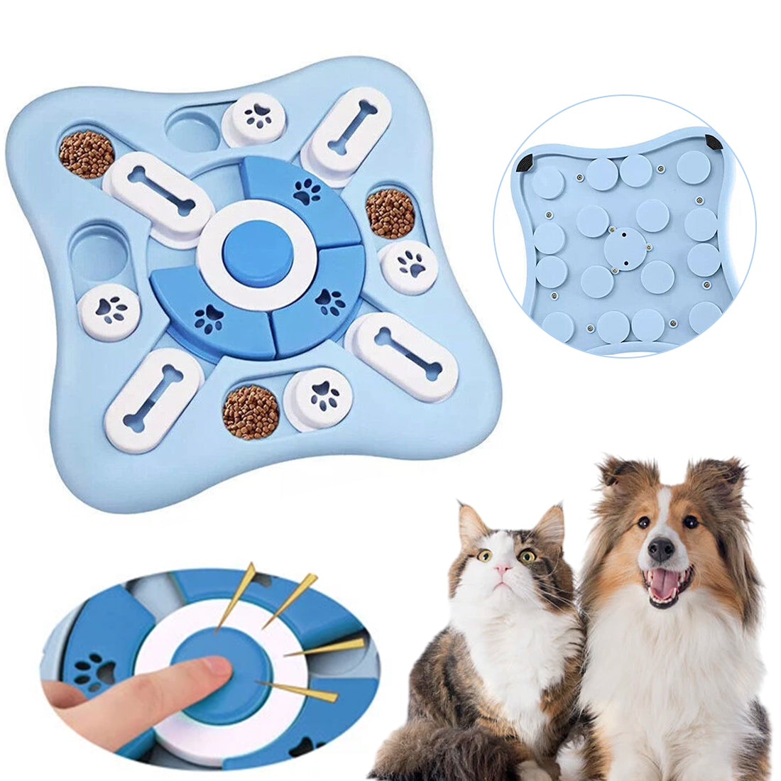 Interactive dog puzzle toy – treat dispenser mental enrichment – blue – UK stock – free delivery