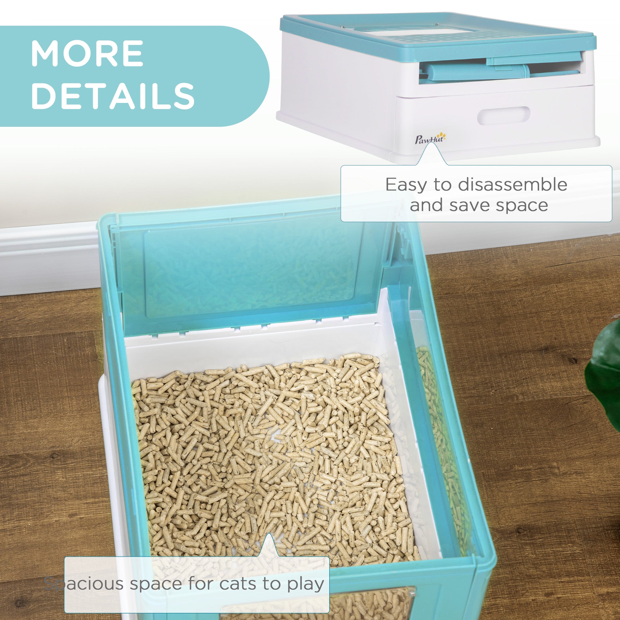 PawHut Hooded Cat Litter Box – Front & Top Entry – Easy Clean Pull‑Out Tray – Scoop Included