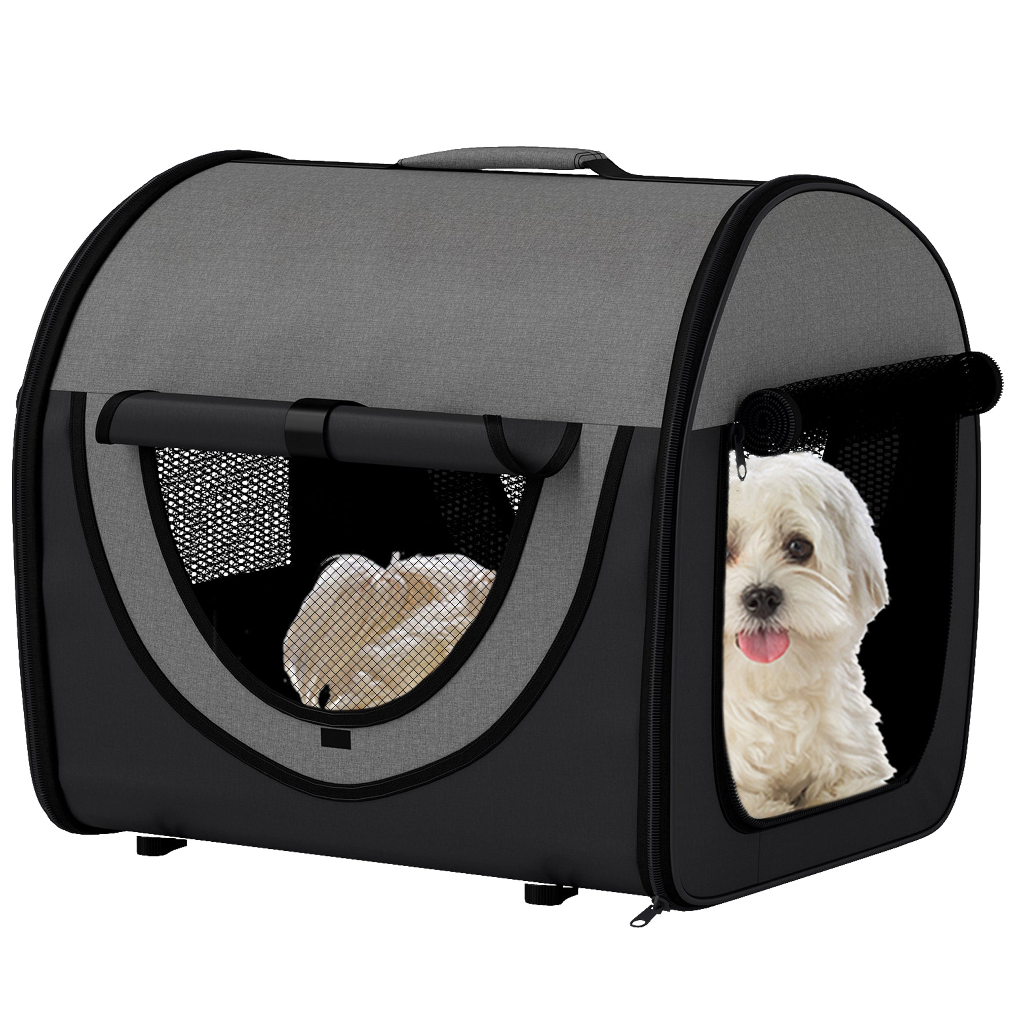 Foldable soft pet carrier - Black/Grey - UK stock - Free Delivery