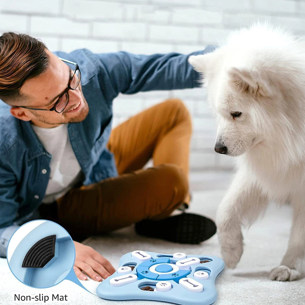 Interactive dog puzzle toy – treat dispenser mental enrichment – blue – UK stock – free delivery