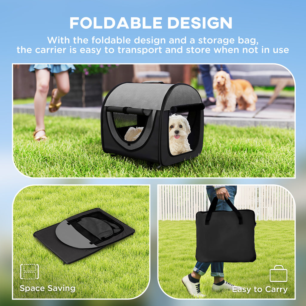 Foldable soft pet carrier - Black/Grey - UK stock - Free Delivery